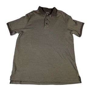 Eddie Bauer Striped Heavyweight 100% Cotton Polo Shirt  Men's L Tall Brown SOFT